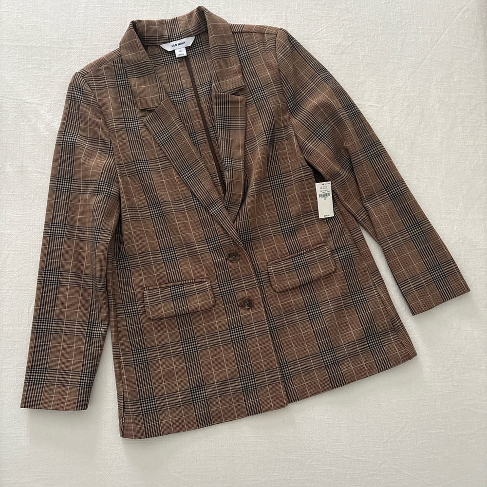 NWT Old Navy Brown Checkered Women's Blazer